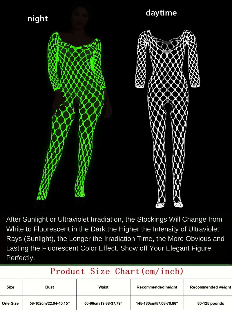 Brilha no escuro lingerie sexy bodysuits catsuit feminino transparente crotchless roupas sexuais ver através do corpo meias quente erótico