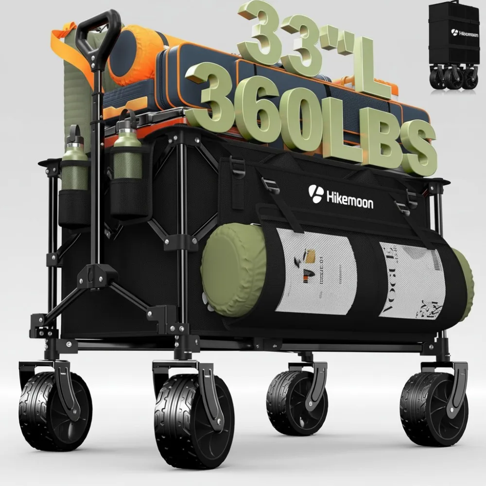 

150L Foldable Wagon Cart Heavy Duty 360LBS Capacity All-Terrain Wheels Portable Utility for Beach Camping Shopping