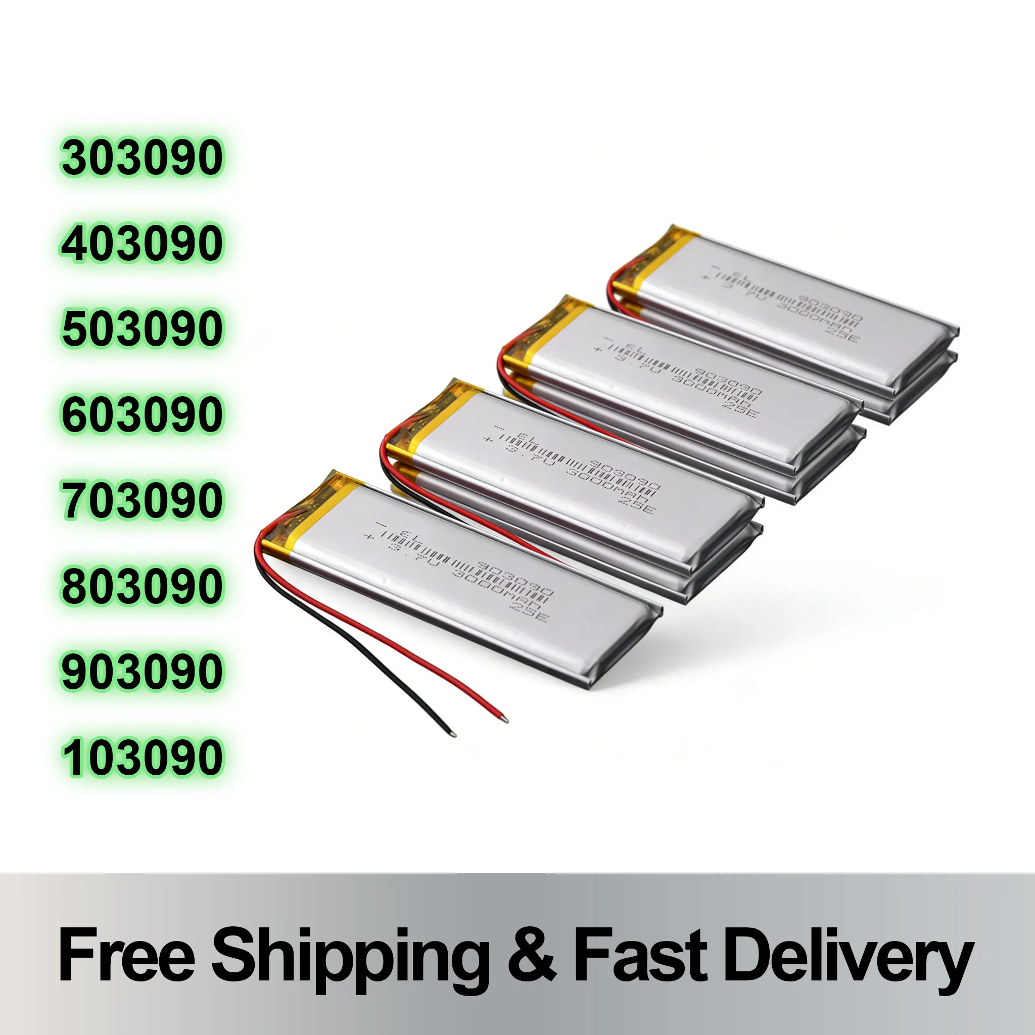 

5Pcs 3.7V Rechargeable Li-Polymer Battery 303090 403090 503090 603090 2500mAh 703090 803090 903090 103090 902990 702990
