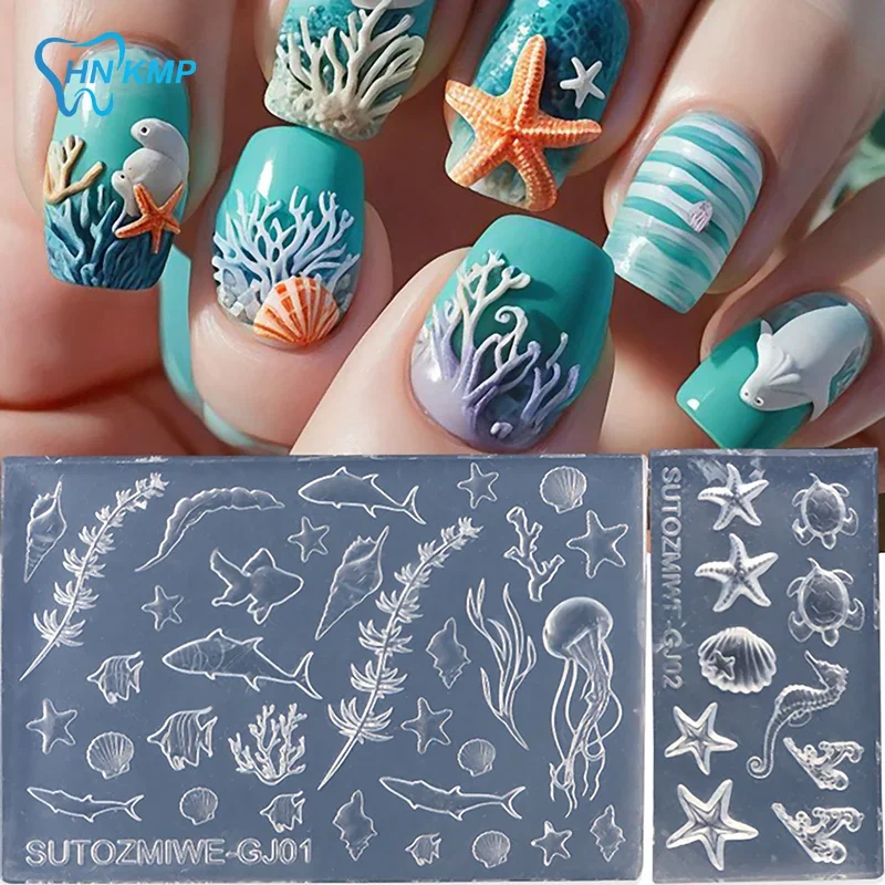 3D Silicone Carved Shell Conch Nail Art Mold Ocean Style Soft Silicone Nail Design Template DIY Nail Accessories For Salon