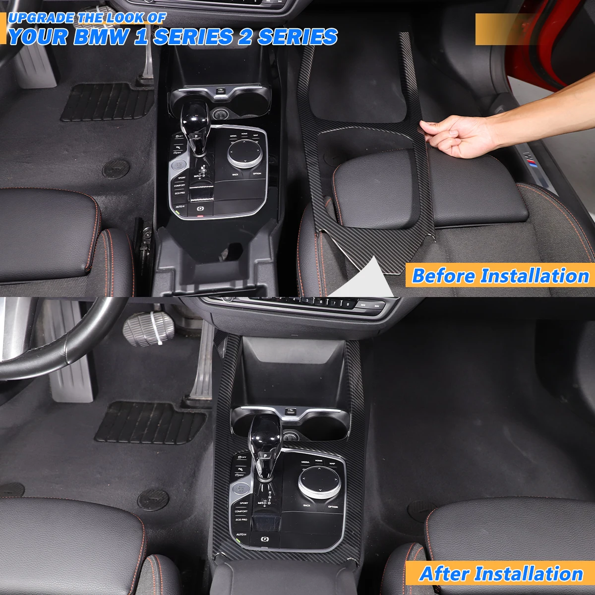 

ABS Carbon Fiber For BMW 1 2 Series F40 F44 2020-2024 Car Central Control Gear Shift Panel Cover Sticker Interior Accessories