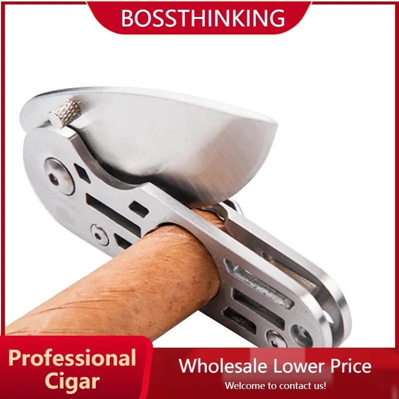 

Cigar Cutter 2 In 1 Stainless Steel Scissors Portable Belt Hanging Buckle Shears Accessories with Punch