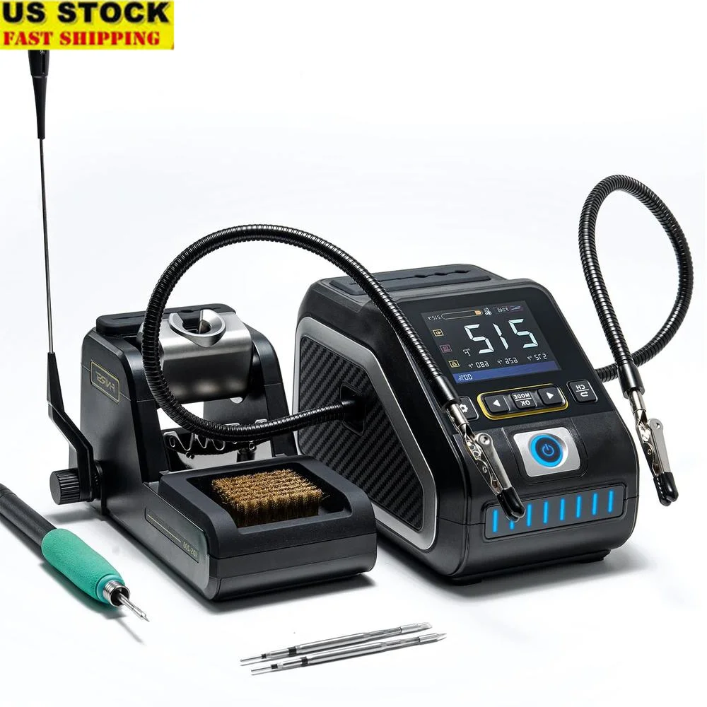 Precision Digital Soldering Station with Temperature Value & Curve Modes 360° Adjustable Helping Hands Kit
