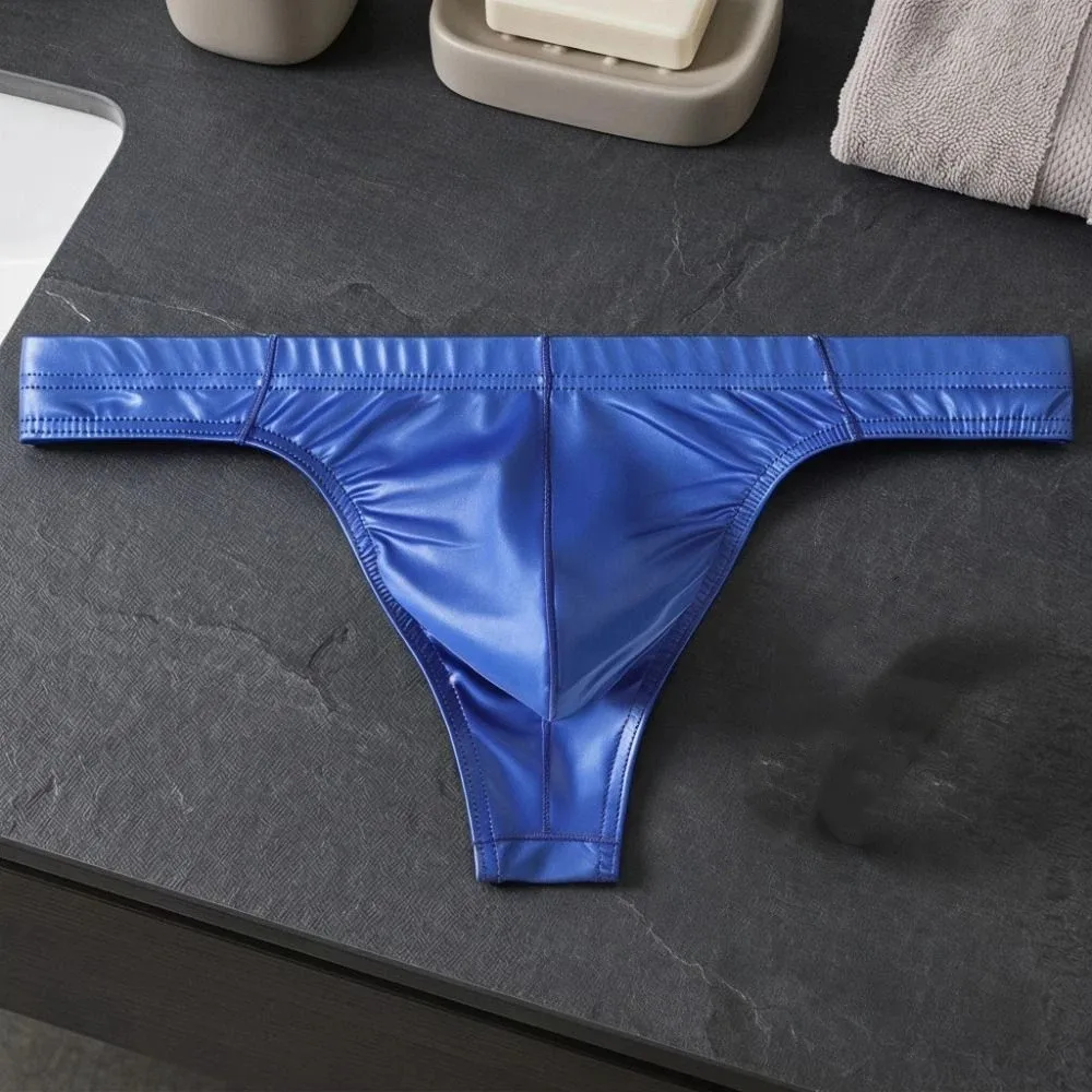 Lingerie Satin Silk Men's Thong Underwear Glossy T-back Briefs Low-Waist Underpants Party Wear