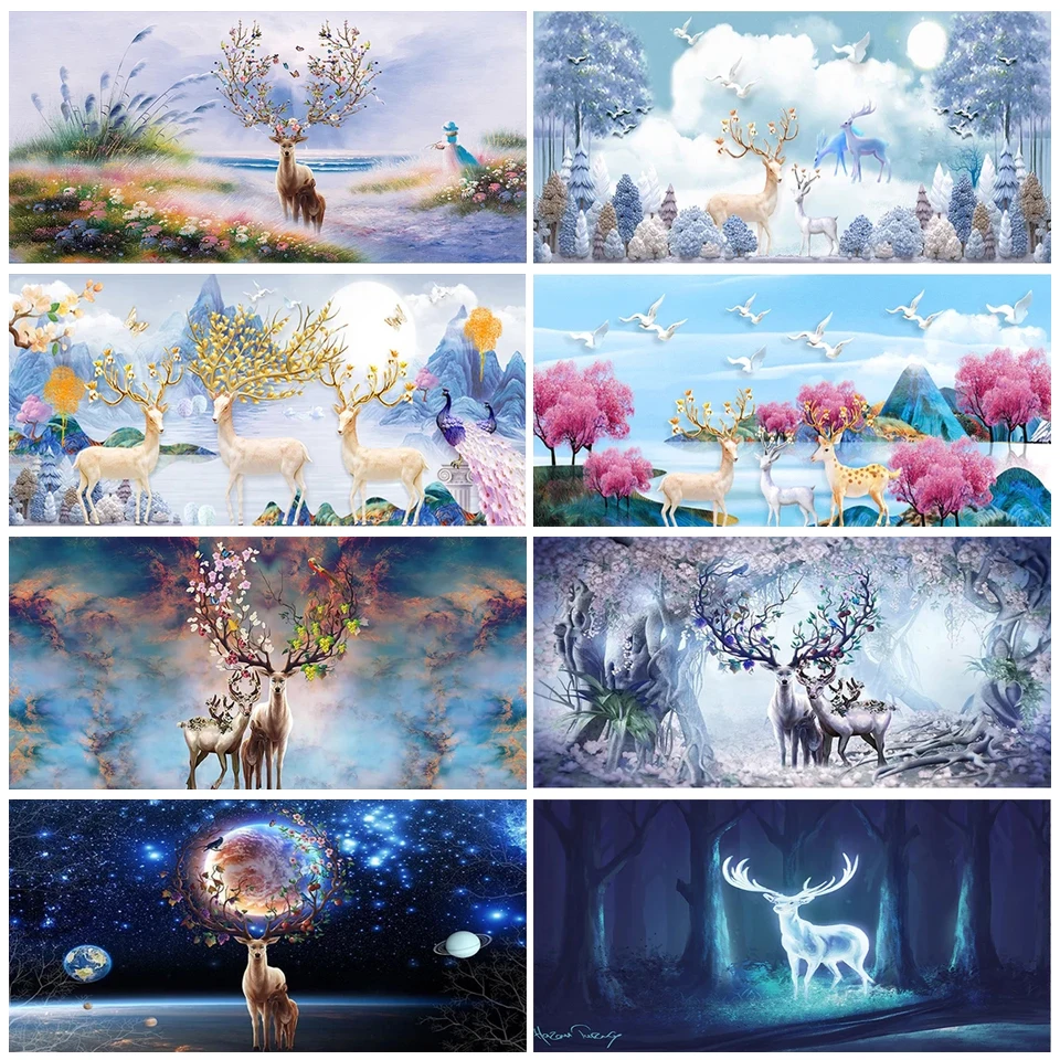 

Animal Lucky Deer 5D Diamond Painting Kit Diamond Art Cross Stitch Living Room Wall Decor Home Decor DIY Christmas Gift YG4583