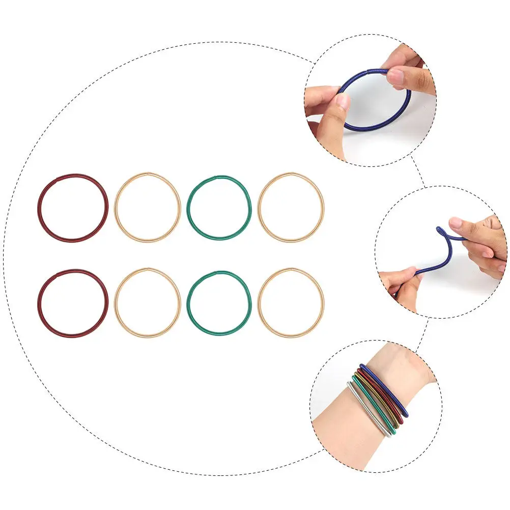 8Pcs Spring Bracelets Hand Rings Elastic Steel Bracelets Massage Wrist Decoration Adjustable Comfortable for Office School Party