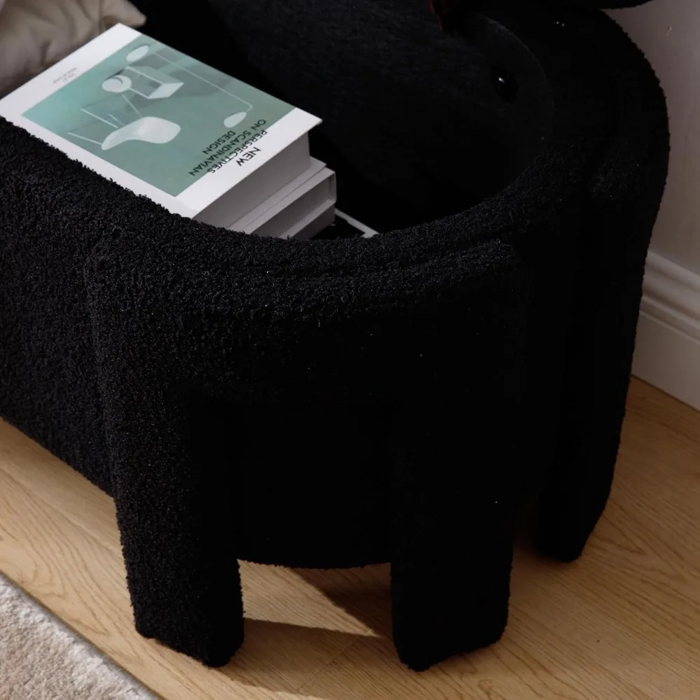 مقعد تخزين من القماش المعاصر، 47.25 بوصة لغرفة النوم أو غرفة المعيشة، مع مساحة لأطراف السرير والخزائن