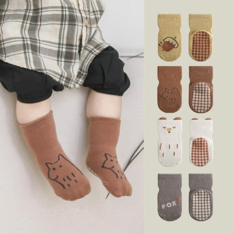 Spring Autumn Children Baby Girls Boys School Mid Calf Long Socks Home Trampoline Socks Kids Toddler Floor Sport Anti-Slip Socks