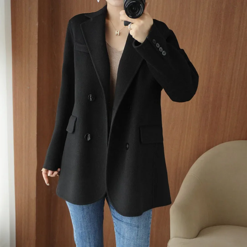 2025 Women's 100% Cashmere Thick Double sided Long Jacket Classic Multi functional Fashion Suitable for Business