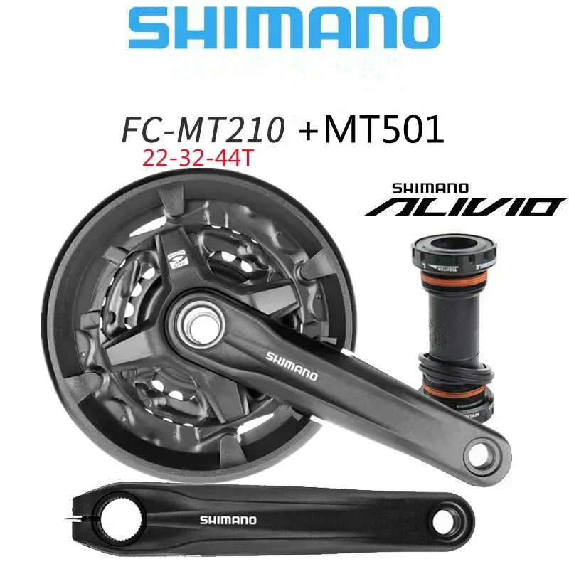 Shimano Alivio FC-MT210 44-32-22T 40-30-22T 3x9 Speed BB-MT501 Bottom Bracket Bike Bicycle Crankset Chain Wheel with chain guard