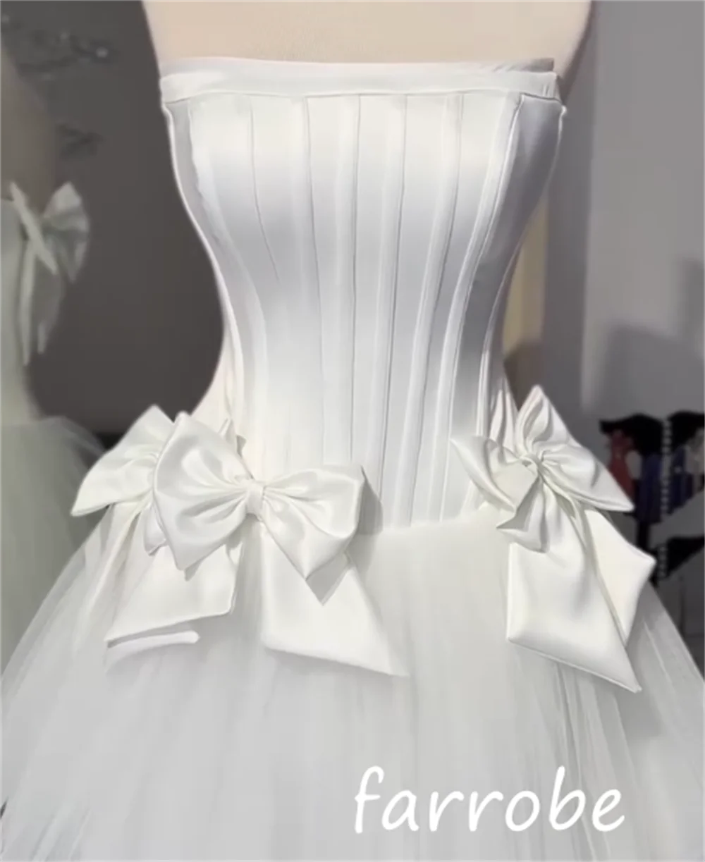 Customized Classic Exquisite Net Bow Pleat A-line Strapless Knee Length Dresses Bespoke Occasion Pastrol