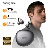 Sanag S7S AI Free Clip Open Headphones Bluetooth 5.4 Earphones AI Assistant Wireless Headset IPX4 Stretchable Ear Bridge Earbuds