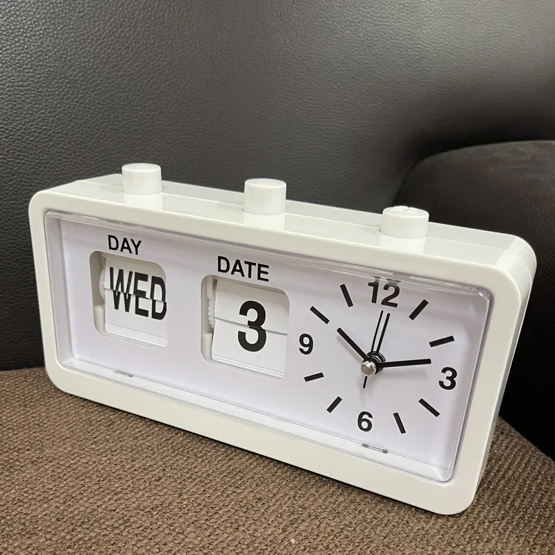 2025 NEW Office Desktop Button Flip Clock Simple and Mute Scan Seconds Student Alarm Clock Can Display Date and Clock Table
