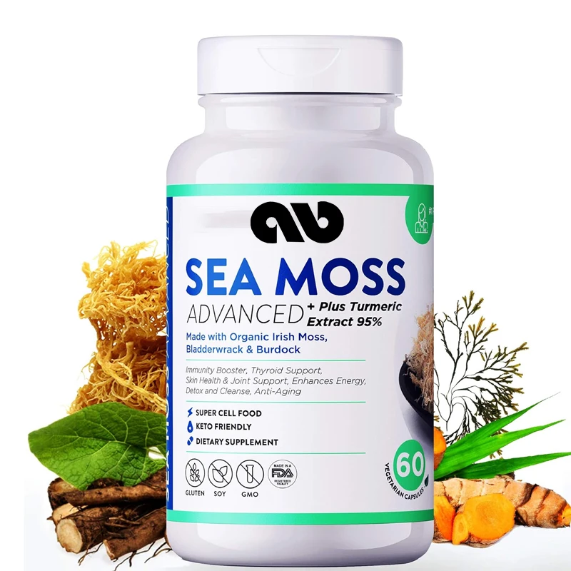 

1500mg organic Irish seaweed capsules, vegetarian ketogenic non GMO cell food, immune support 60 capsules