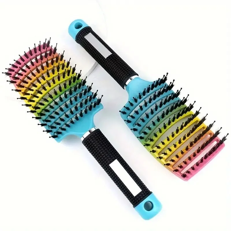 Entwirrende Haarbürste Frauen Borsten & Nylon Kopfhaut Massage Kamm Anti Statische Nass Lockiges Haar Kamm Friseur Kämme Styling werkzeuge