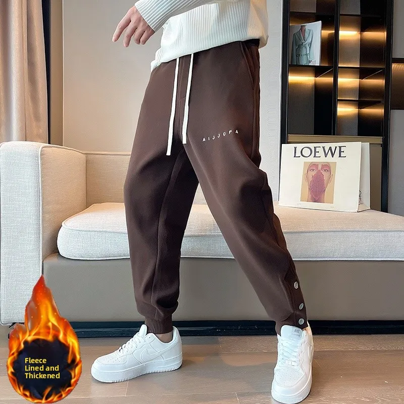 

Men's Fce Lined Thiened Sweatpants Loose Cuffed Sports Pants Warm Casual Slimming Harlan Pants Autumn Winter Faion