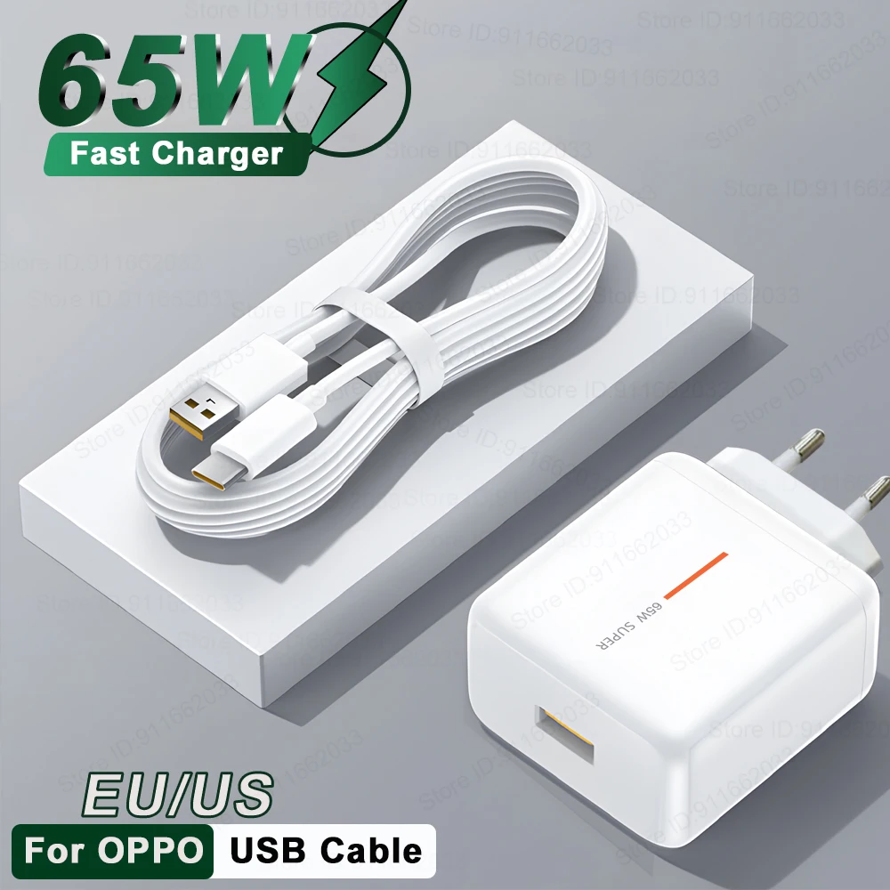 

65W Supervooc 2.0 USB Fast Charger For OPPO Reno 12 11 10 Pro Find X8 X7 X6 X5 Pro Ace2 Fast Charge USB Type-C Cable Accessories