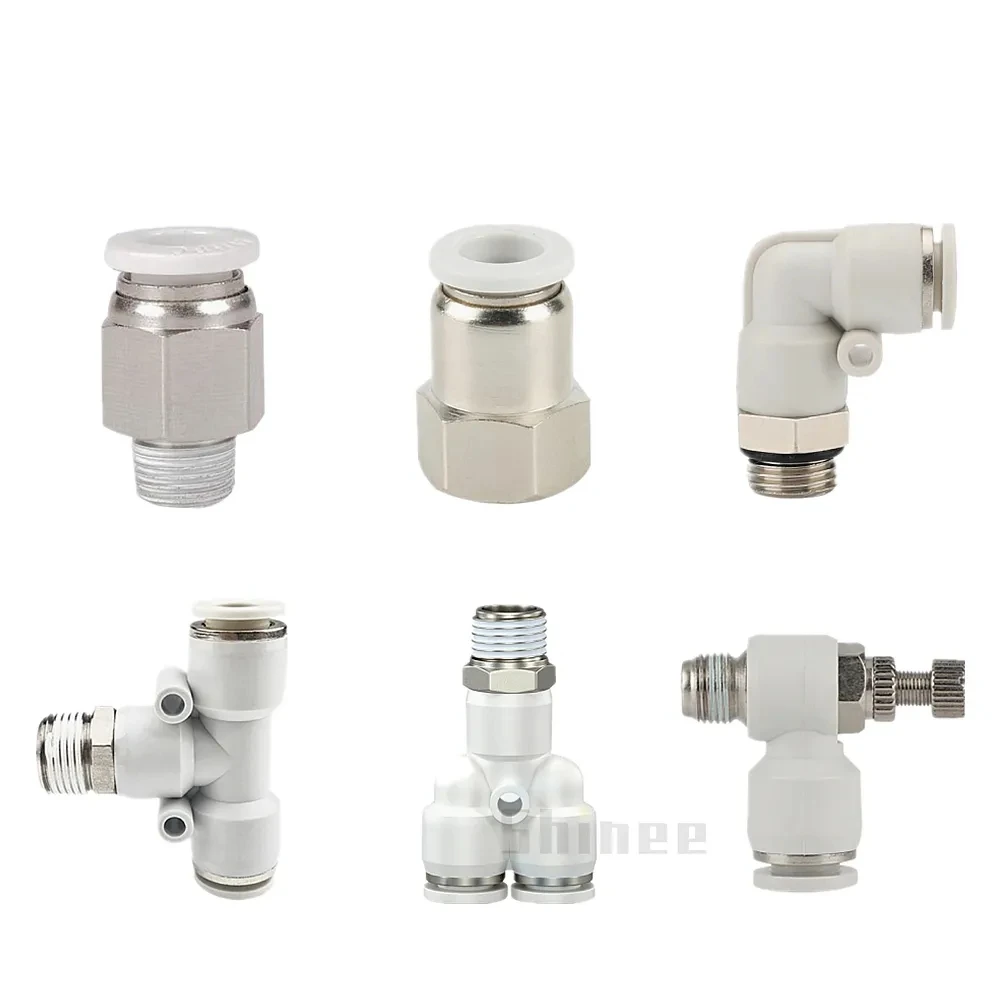 Pneumatic Connector White Plastic Hose Fitting Male Thread PC/PCF/PB/PL/PX/SL Air Pipe Quick Fittings 12/10/8/6/4mm 1/4 1/2 1/8