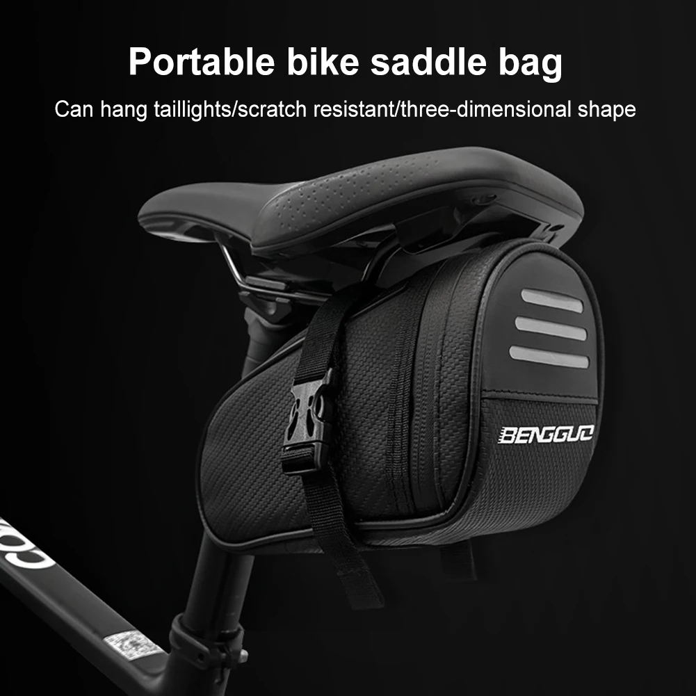 Borsa da ciclismo riflettente da 1 litro Borsa da coda per bicicletta ultraleggera impermeabile Borsa da bici di grande capacità sotto il sedile Accessori per bici da strada MTB