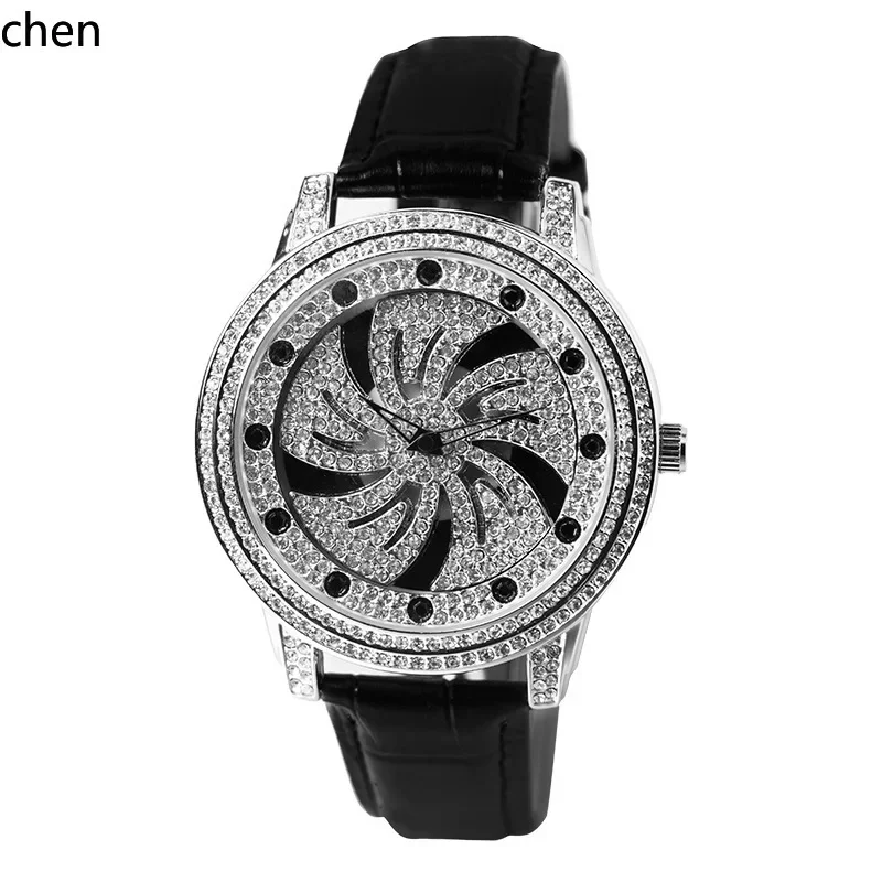 ZK rotating women's quartz watch trendy personalized leather diamond waterproof couple watch women's watch