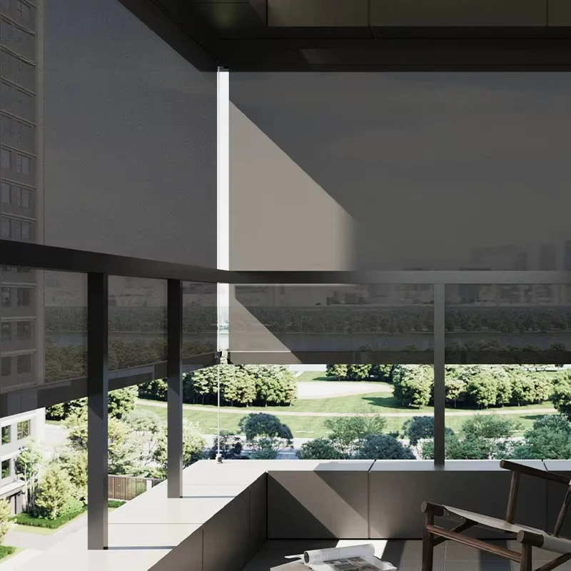 ستارة مقاومة للرياح، ستائر كهربائية مقاومة للماء للاستخدام الخارجي، شرفة غازيبو، عريشة خارجية من الألومنيوم، بمحركات خارجية