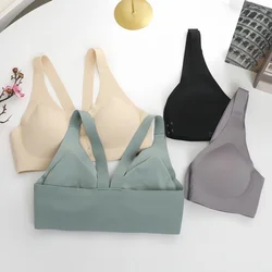 Seamless Bra V-neck Tops Front Closure Bras For Women Push Up Non-wire Bra Female Sexy Invisible Lingerie Underwear