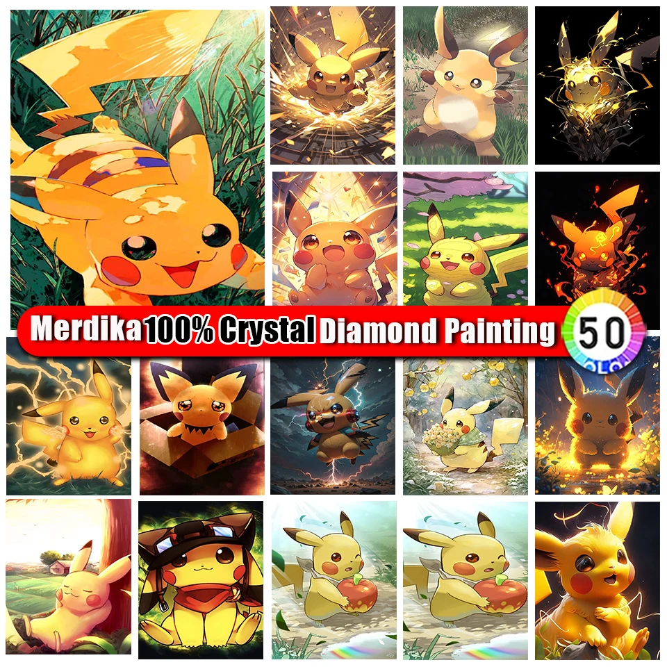 100% Crystal Diamond Painting Pikachu Anime Cross Stitch Kit Zipper Bag Full Embroidery Diamond Mosaic Art Rhinestone Picture