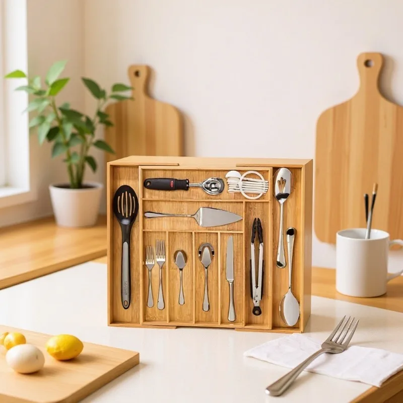 expandable-bamboo-cutlery-tray-multi-compartment-drawer-box-utensil-holder-kitchen-desktop-organizer-for-spoons-forks-knives