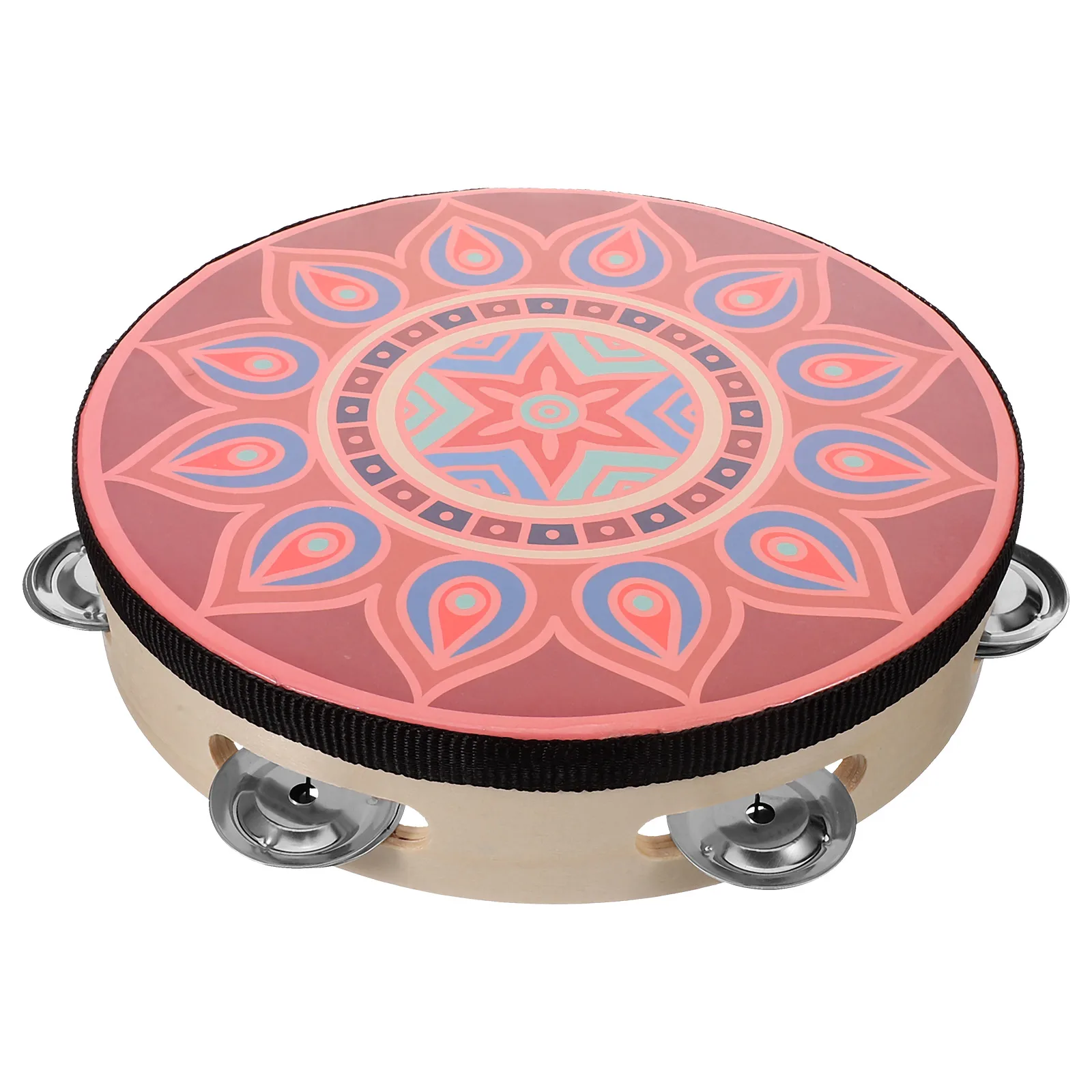 

8 Inch Single Row Handheld Tambourine Drum Sturdy Wood Stainless Steel Kids Adult Percussion Instrument Performance Entertaiment