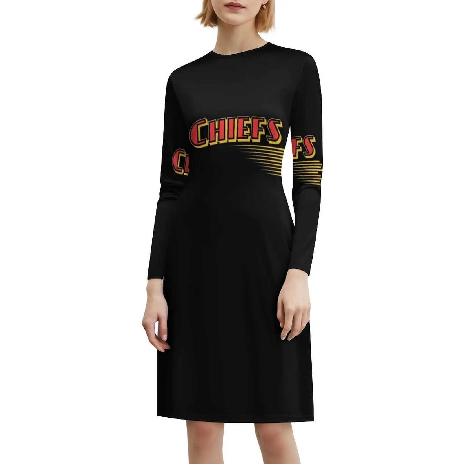 Kc Chiefs Retro Graphic Red Yellow Black Floral Smock Dress For Women Spring Summer Casual Dress For Party Kc Chiefs Chiefs