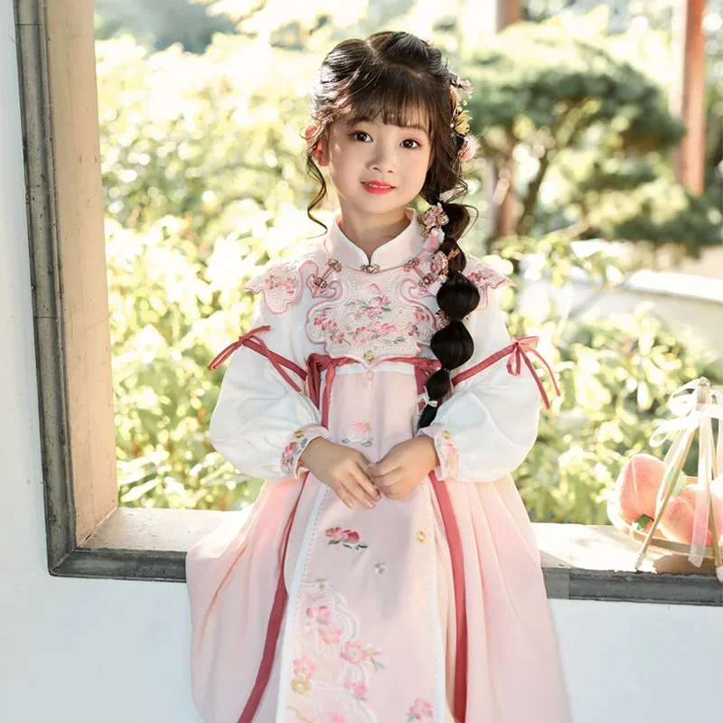 Saia Hanfu original super fada para meninas, traje Tang antigo, conjunto de vestido antigo, terno bordado bonito, estilo antigo chinês