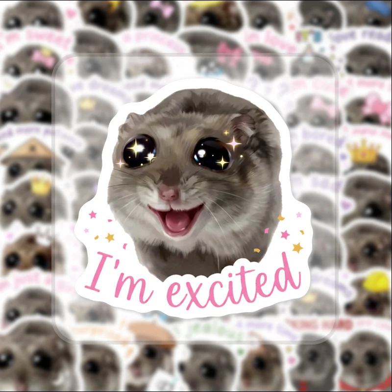 50 Stück bezaubernde Hamster-Doodle-Aufkleber, perfekt zum Dekorieren von Handys, farbenfrohe Vinyl-Sticker und festliche Geschenke