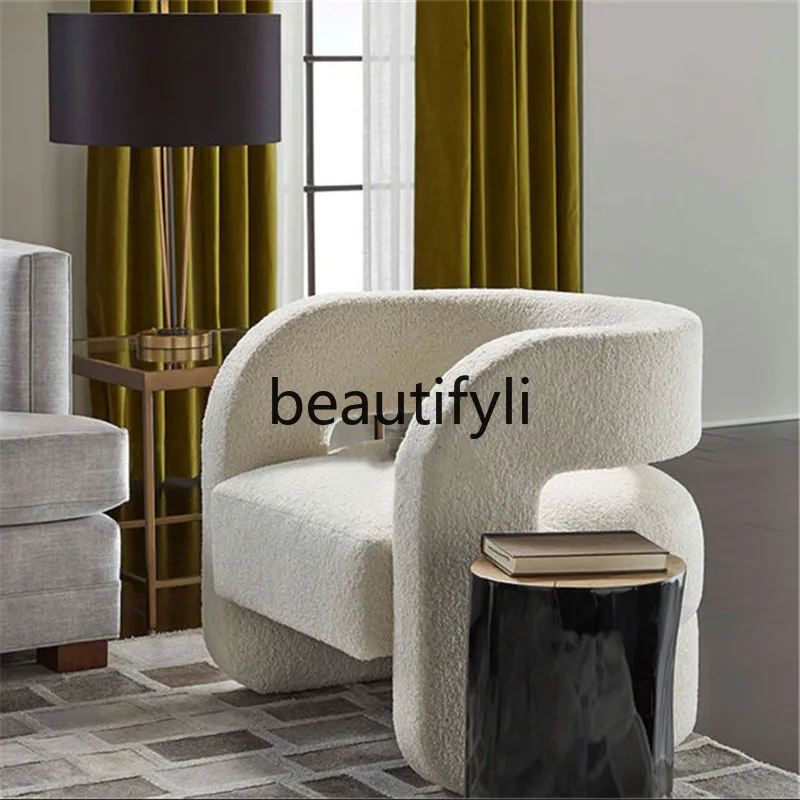 

Nordic Minimalist Fabric Single Sofa Chair Hotel Living Room Leisure Chair Club Reception Single Chair