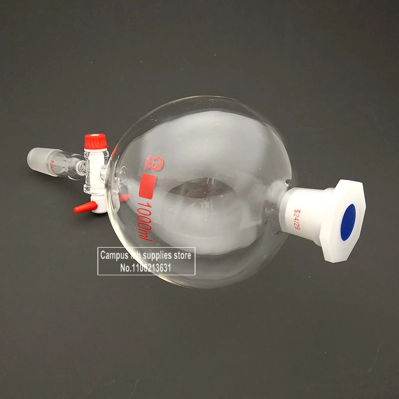 1piece 25ml To 1000ml 19#/24# Ball-shaped Clear Lab Glass Separating Funnel with PTFE Piston