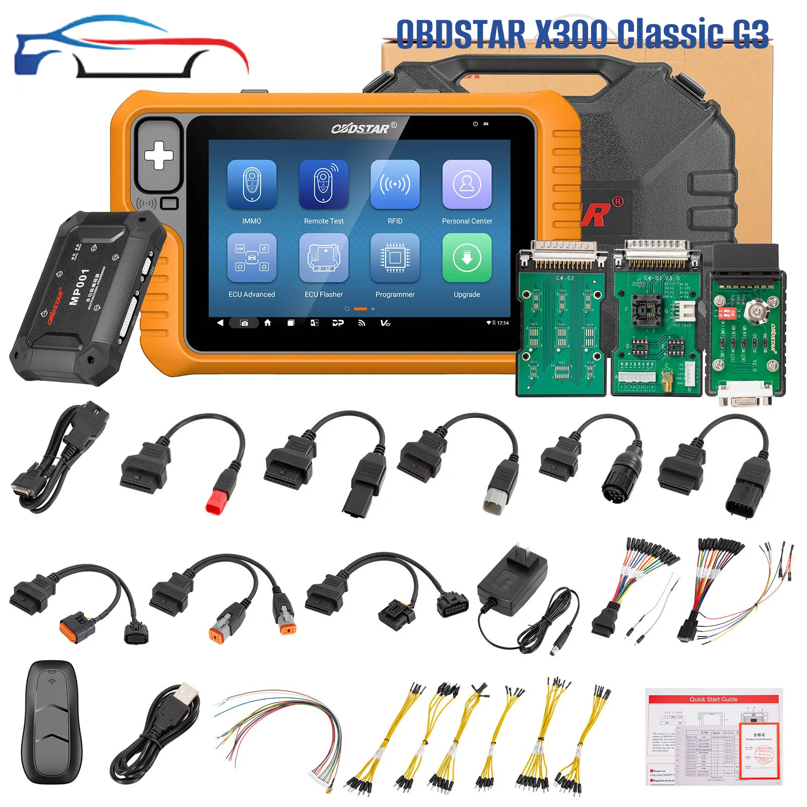 OBDSTAR X300 Classic G3 Key Programmer CAN FD DoIP Support Car/ HD/ E-Car/ Motorcycles/ Jet Ski Get Free Key Sim/ Motor Adapters