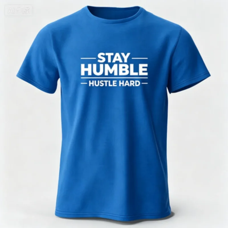 Men Cotton Slim Fit Crew Neck T Shirt Stay Humble Hustle Hard Inspirational Quote Graphic Casual Short Sleeve Tee