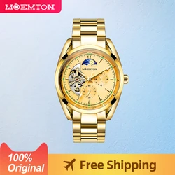 MOEMTON  Original Men's Watch Original  Automatic Mechanical Watches Leisure Sports Luminous Skeleton Watchs 3Bar Waterproof