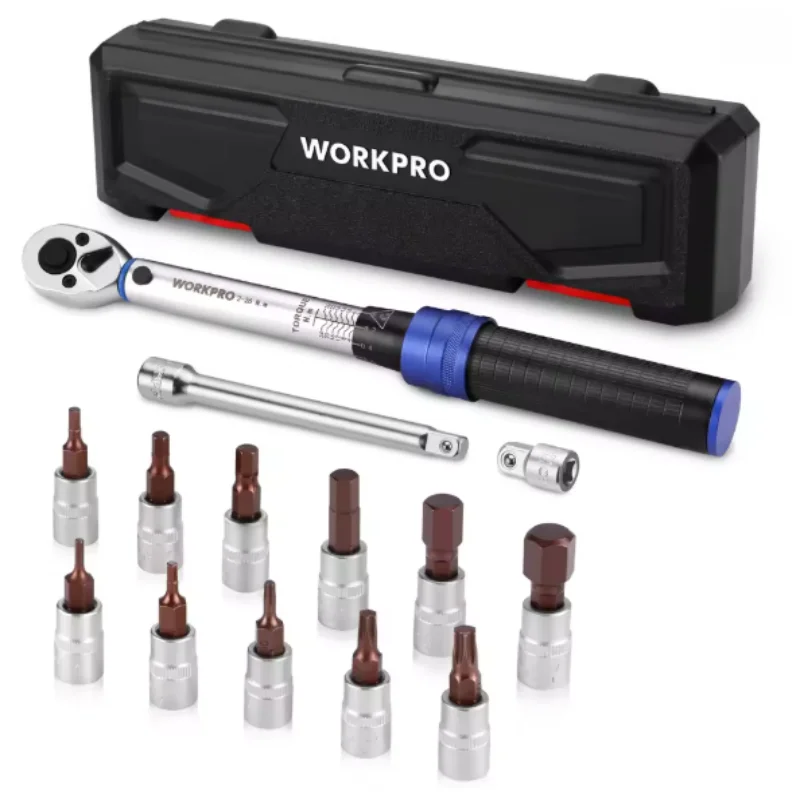 

Новый набор динамометрических ключей с приводом 1/4 дюйма, 14 предметов, шестигранный динамометрический ключ с трещоткой 2-26 Нм, инструмент для ремонта ручки