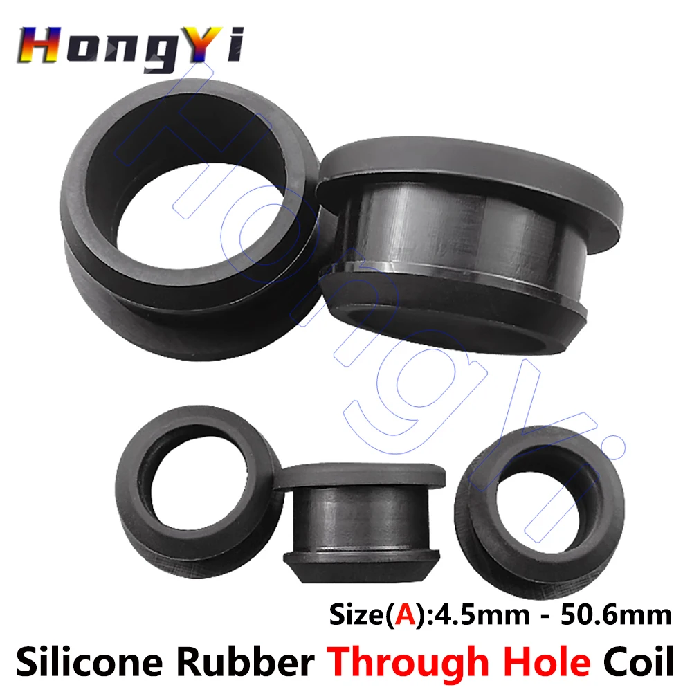 1/3/5/10Pcs 4.5mm - 50.6mm Black Silicone Rubber Snap-on Wiring Grommets Through Hole Inserts Plug Protect Cable