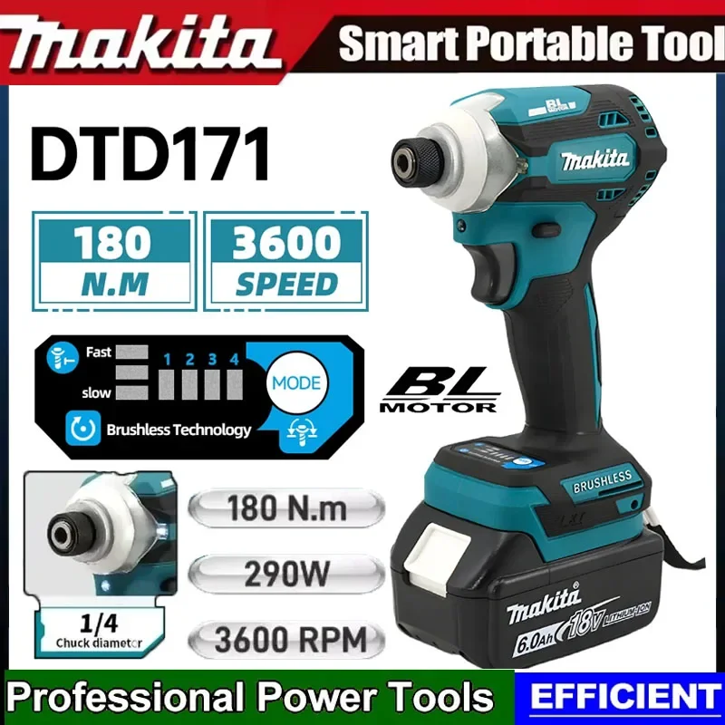

Makita DTD171 Brushless Impact Driver Rechargeable Screwdriver Drills Cordless Power Tools 18V BL Motor Bare Tool Unit