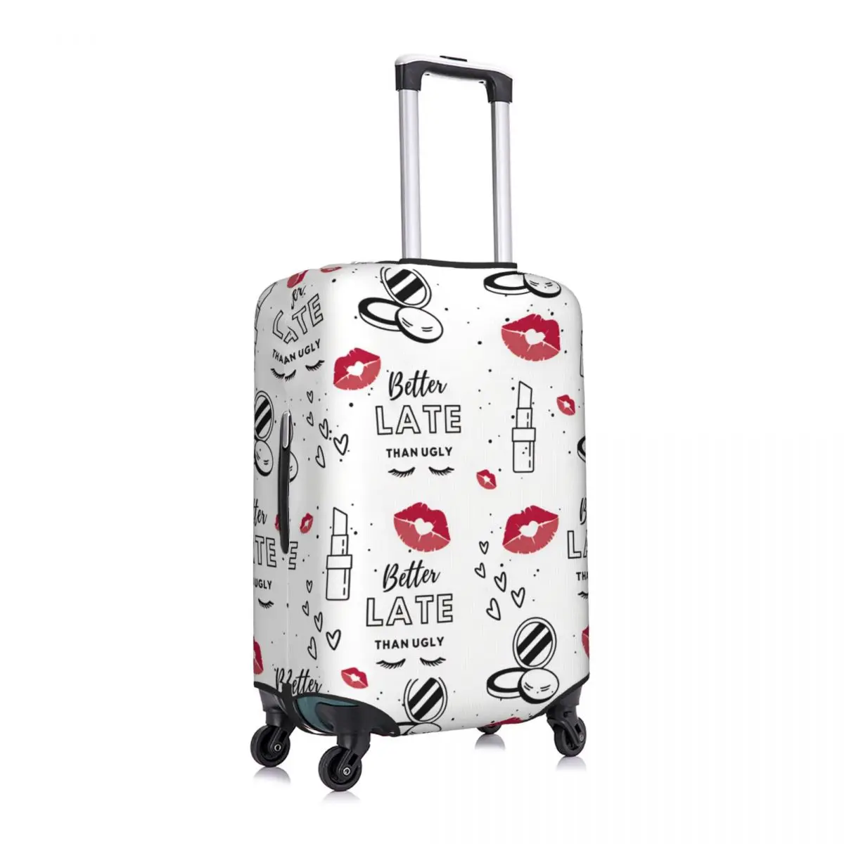 Funny Minimal Beauty Quote Lipstick Seamless Print Luggage Cover Protector Elastic Travel Suitcase Covers