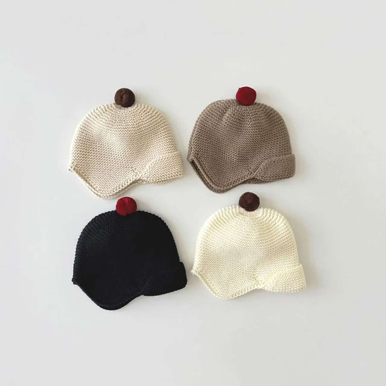 

Winter Wool Knit Hat for Baby Cute Ball Infant Ear Protection Beanie Cap Outdoor Warm Kids Boys Girls Earflap Hats