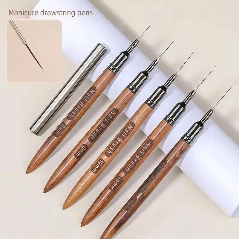 New 1/4/5Pcs Wood Handle Nail Brush Gel Nail Art Liner DIY Paint Brush Draw Lines Flowers UV Gel Manicure Salon Tool