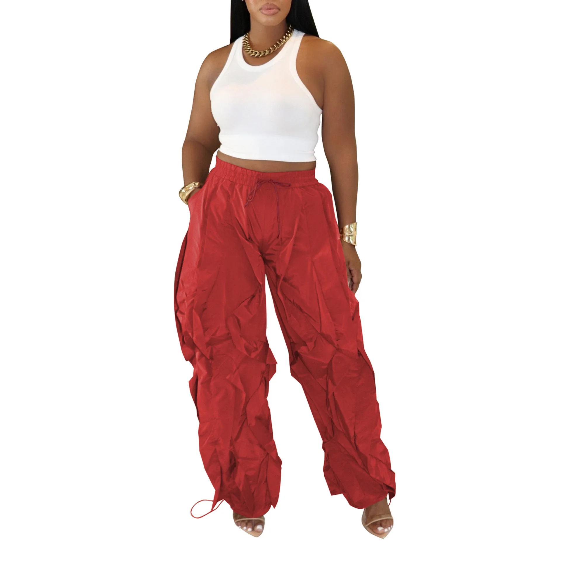 

Женские брюки-фонарики High Street Wave с рюшами, на шнурке, свободного кроя, в стиле Харадзюку, модные джоггеры