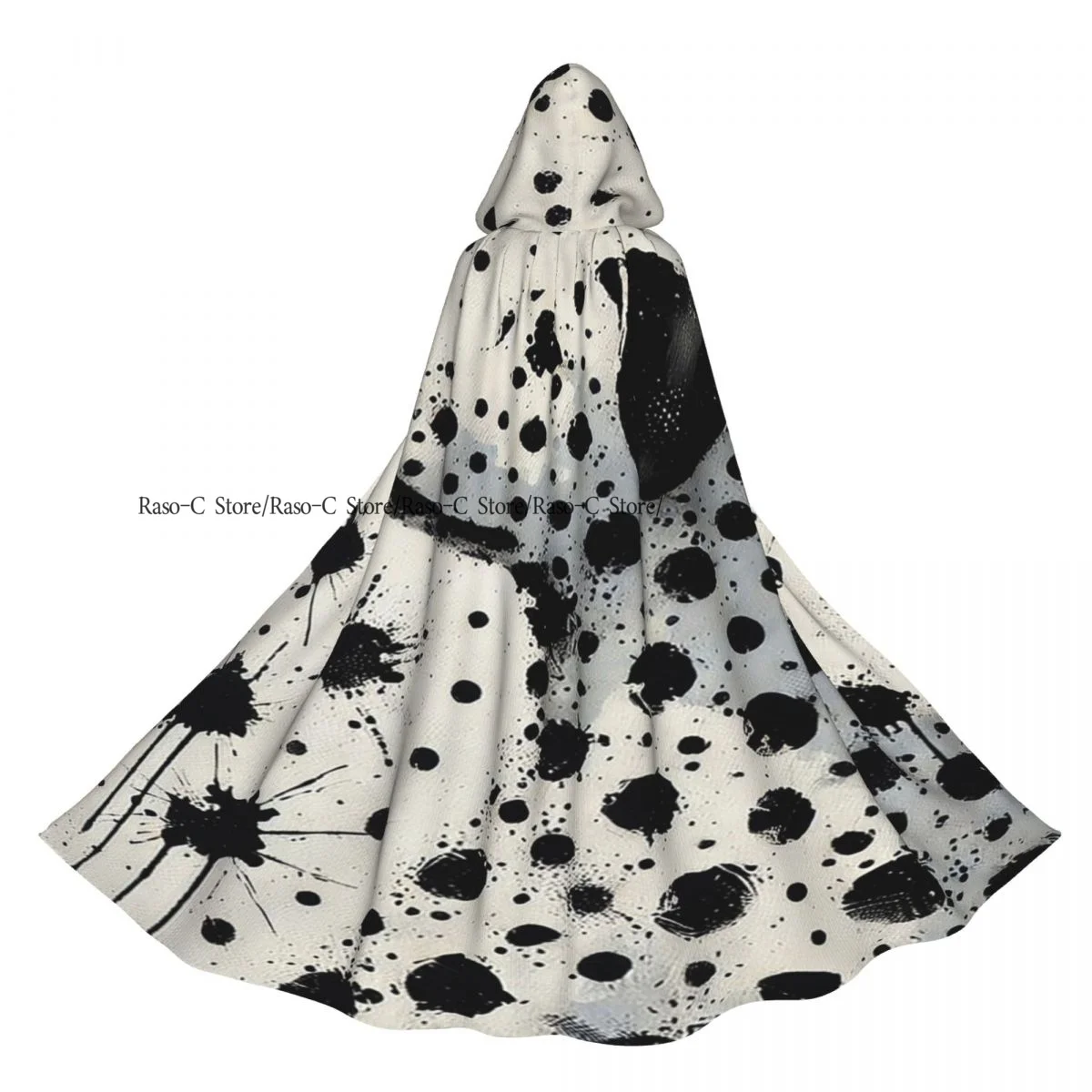 Long Cape Cloak Dalmatian With Splash Of Spots Hooded Cloak Coat Autumn Hoodies