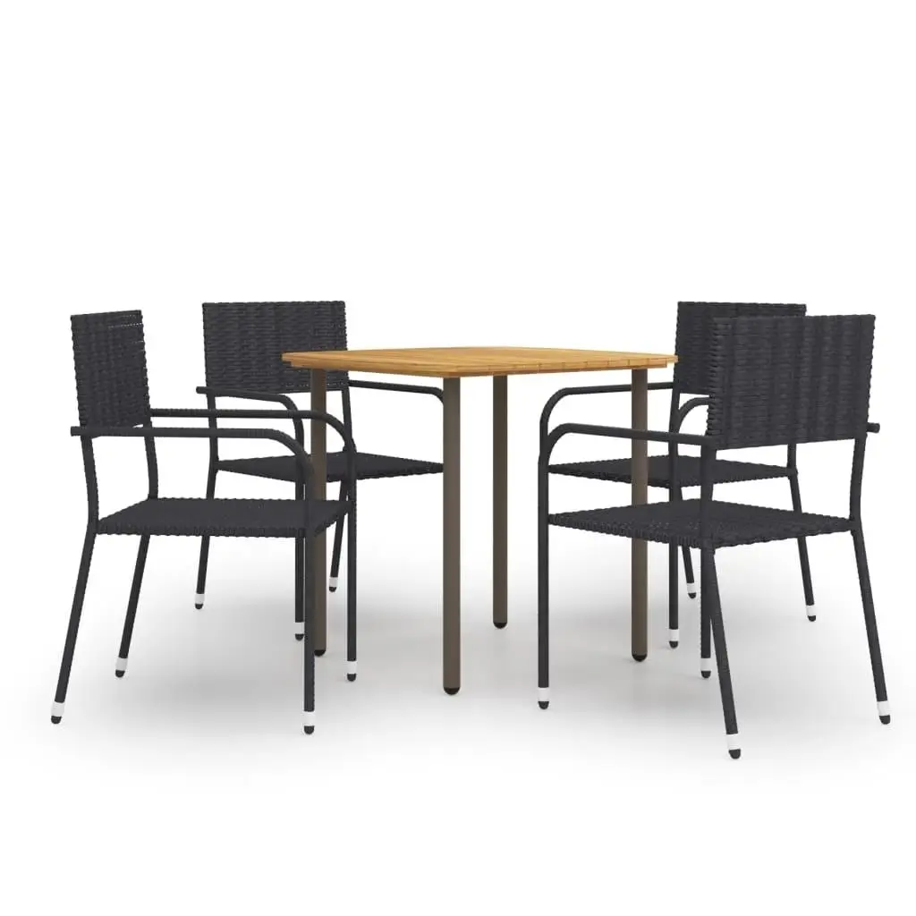 

Black Acacia Wood Dining Set with Powder Coated Steel and PE Rattan for Modern Outdoor Furniture