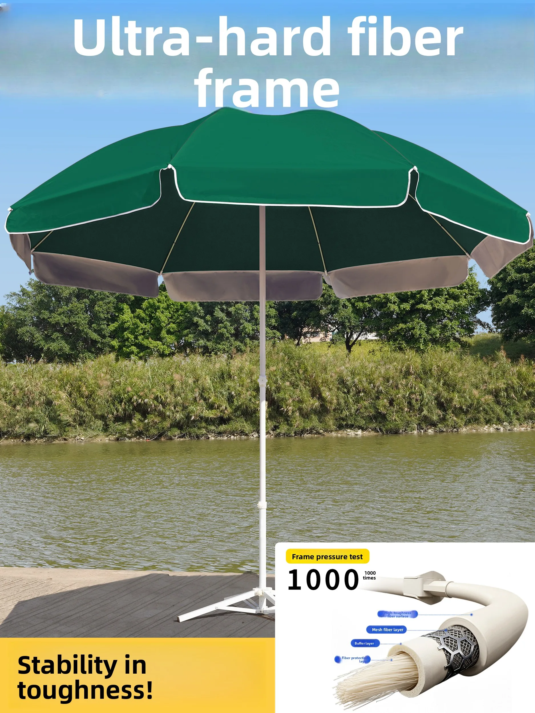 

Large Size Sunshade Umbrella for Street Stall Business Rainproof Outdoor Advertising Umbrella Durable Iron Pole Customizable