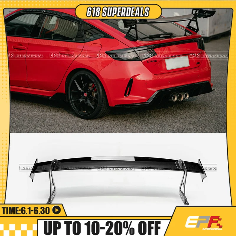 Para honda civic tipo r fl5 2023-2024 spn tipo pescoço de cisne gt asa spoiler-plástico abs-jdm asa traseira ajustável