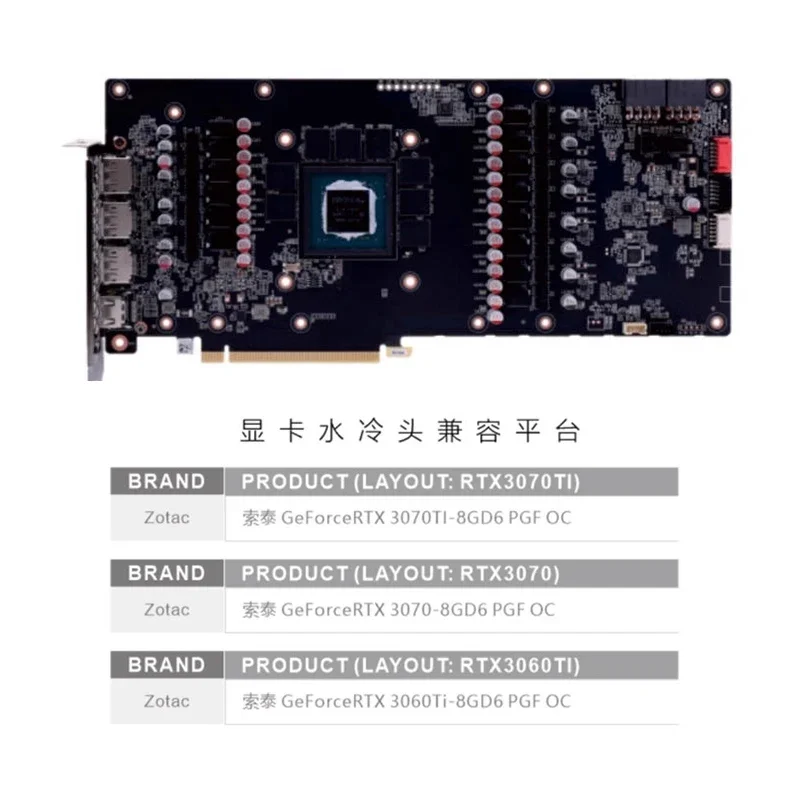 Bykski GPU Water Block for Zotac RTX3070TI /3060TI/3070 8GD6 PGF OC Graphics Card /0.3mm Jet Micro-waterway N-ST3070TIPGF-X