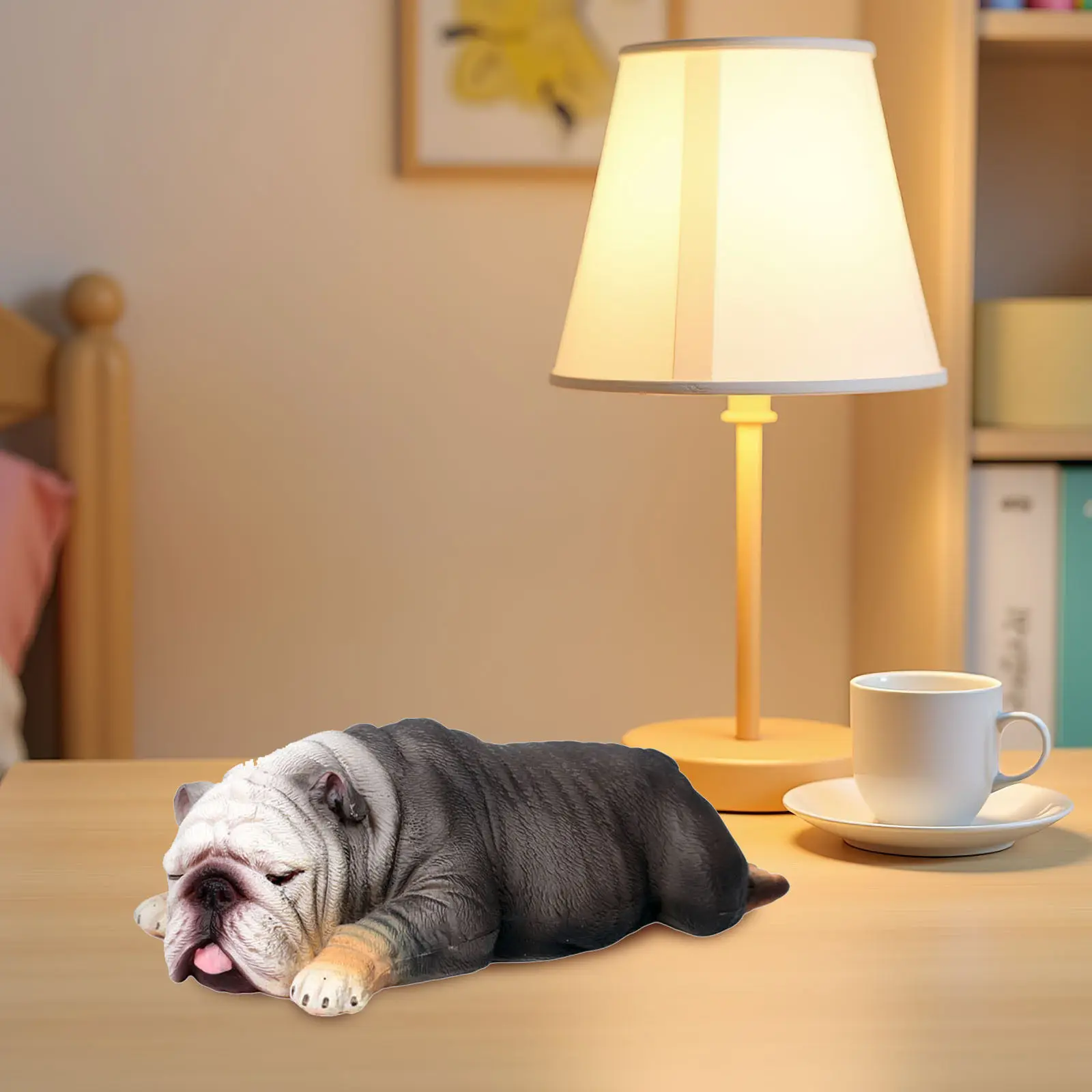 

Реалистичная фигурка спящего бульдога: развивающая воображение, милая фигурка щенка для домашнего декора